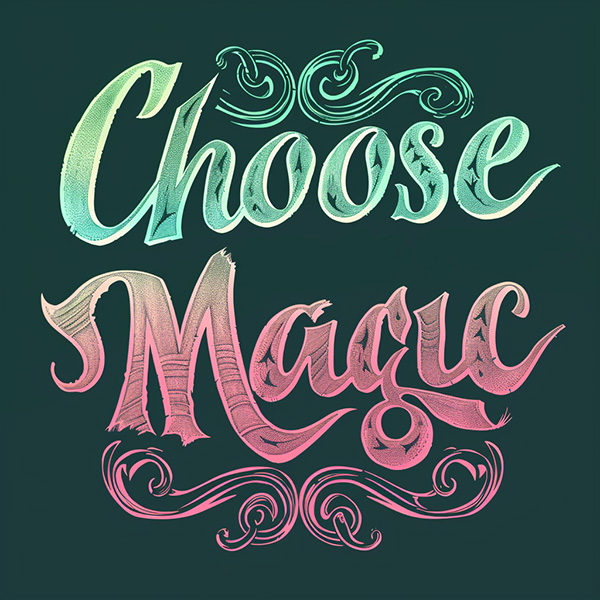 Choose Magic in fancy calligraphy